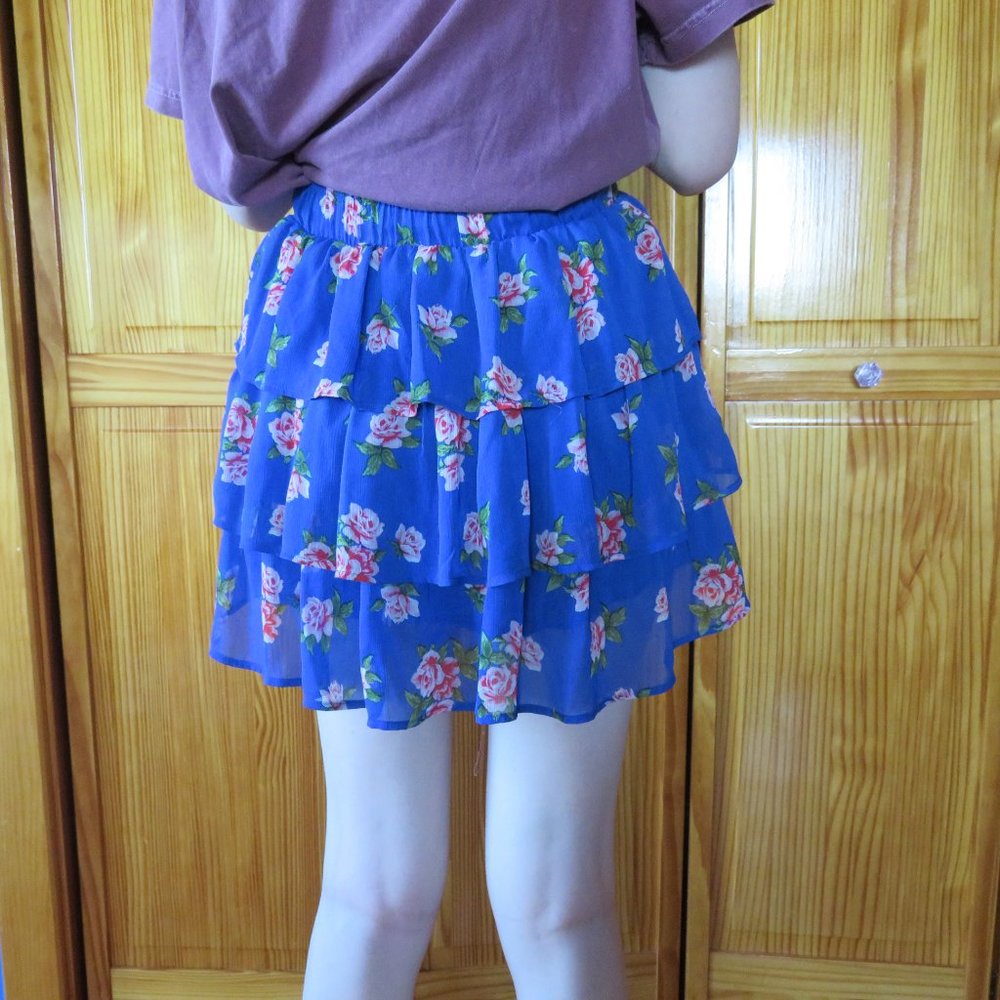 Hollister Ruffle Blue Flower Skirt XS - Picture 2 of 10
